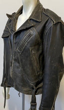 Load image into Gallery viewer, 1990s Indian Distressed Leather Motorcycle Jacket w/Large Back Patches M Vintage