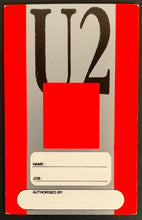 Load image into Gallery viewer, 1987 U2 Employee's Tour Pass Joshua Tree Concert Tour Vintage Bono