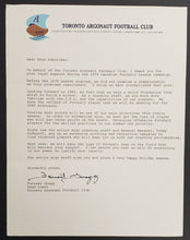 Load image into Gallery viewer, 1980 Toronto Argonauts Brochure + Letter From Argos Coach Forrest Gregg CFL VTG