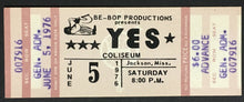 Load image into Gallery viewer, 1976 YES Concert Ticket Mississippi Coliseum Unused Vintage Music Be-Bop