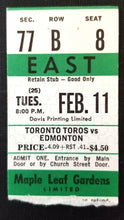 Load image into Gallery viewer, 1974-75 WHA Hockey Ticket Stub Toronto Toros Edmonton Oilers Maple Leaf Gardens