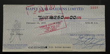 Load image into Gallery viewer, 1975 Maple Leaf Gardens Ballard Signed Cheque Frank King Clancy Autographed