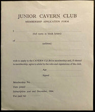 Load image into Gallery viewer, 1964 Cavern Club Membership Application Form Liverpool England The Beatles LOA