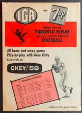Load image into Gallery viewer, 1965 Continental Football League Program + Ticket Toronto Rifles vs Charleston