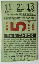 Load image into Gallery viewer, 1964 County Stadium MLB Baseball Ticket Stub Milwaukee Braves vs Chicago Cubs