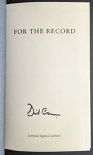 Load image into Gallery viewer, 2019 David Cameron British Prime Minister For The Record Signed Book Autographed