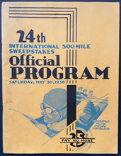 Load image into Gallery viewer, 1936 Original Indy 500 Program + Scorecard Indianapolis Motor Speedway Racing