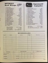 Load image into Gallery viewer, 1972 NHL Hockey Program Detroit Red Wings v Vancouver Canucks Delvecchio Cover