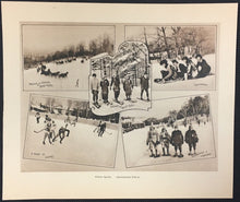 Load image into Gallery viewer, 1800's Montreal Winter Sports Scene Photo Hockey Snowshoers Mount Royal Skiers