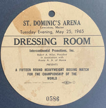 Load image into Gallery viewer, 1965 Dressing Room Pass 2nd Cassius Clay vs Sonny Liston Fight Muhammad Ali Rare