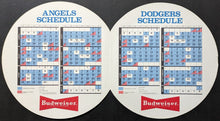 Load image into Gallery viewer, 1977 Los Angeles Dodgers + L.A. Angels Baseball Shaped Budweiser Schedule MLB