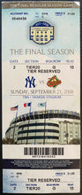 Load image into Gallery viewer, 2008 MLB Baseball New York Yankees Yankee Stadium Final Game Season Ticket