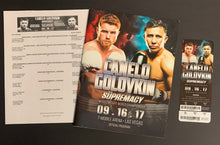Load image into Gallery viewer, 2017 Middleweight Title Fight Boxing Program + Ticket Alvarez vs Golovkin