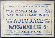 Load image into Gallery viewer, 1936 Historic 1st Stock Car Racing Ticket Daytona Beach Auto Race Rare Vintage