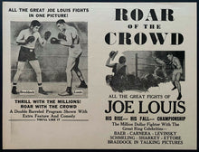 Load image into Gallery viewer, Joe Louis Boxing Film 2 Sided Promo Poster Featuring All The Great Fights VTG