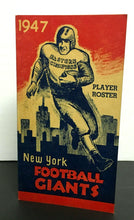 Load image into Gallery viewer, Rare 1947 NFL Roster Card New York Giants Football Team Issued Vintage Vtg