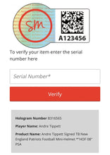 Load image into Gallery viewer, Andre Tippett Autographed New England Patriots Signed Football Mini Helmet PSA