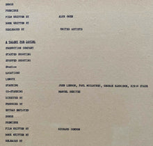 Load image into Gallery viewer, Beatles Production Notes 1964 Film Hard Days Night Vintage Movie Fab 4 Lennon