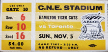 Load image into Gallery viewer, 1967 C.N.E. Stadium Hamilton Tiger Cats vs Toronto Argonauts CFL Football