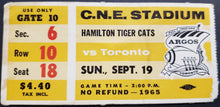 Load image into Gallery viewer, 1965 C.N.E. Stadium Hamilton Tiger Cats vs Toronto Argonauts CFL Football Ticket