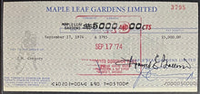 Load image into Gallery viewer, 1974 Maple Leaf Gardens Bank Cheque Vintage NHL Signed Harold Ballard Check