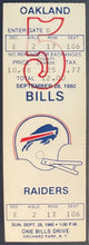 Load image into Gallery viewer, 1980 Buffalo Bills Oakland Raiders Ticket Stub NFL Joe Cribbs iCert NM 7