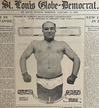 Load image into Gallery viewer, 1909 St. Louis Globe Democrat Newspaper Sports Page James J. Jeffries Pictured