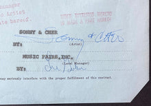 Load image into Gallery viewer, Sonny & Cher Signed Vintage Contract Westbury Music Fair Autographed Document