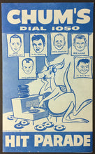 Load image into Gallery viewer, 1960 Chum Chart Radio Survey Christmass Party Advertisement Elvis presley Dion +