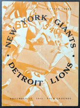 Load image into Gallery viewer, 1945 Detroit Lions vs. New York Giants NFL Football Program Vintage Polo Grounds