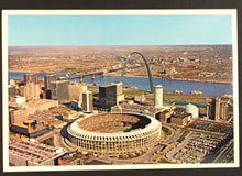 Load image into Gallery viewer, Vintage Baseball Postcard Aerial View St Louis Cardinals Busch Memorial Stadium
