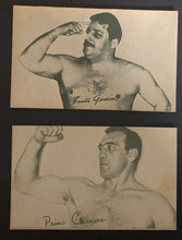 Load image into Gallery viewer, 12 Different Vintage 1940-1960 Exhibit Cards Historical Sports Primo Carnera
