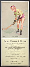 Load image into Gallery viewer, Early 1900's Vintage Blotter With Hockey Image Unused Female Ice Hockey Player