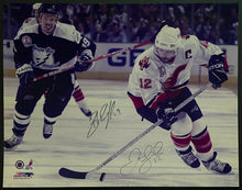 Load image into Gallery viewer, 2004 Stanley Cup Finals NHL Hockey Iginla + Richards Autographed Photo 11x14