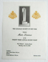 Load image into Gallery viewer, 2000 Canadian Society of NY 23rd Annual Hockey Dinner Item Lot (5) Mario Lemieux