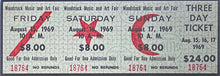 Load image into Gallery viewer, 1969 Woodstock Music And Art Fair Full 3 Day Concert Ticket iCert 9.5 Graded