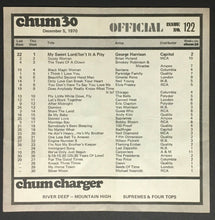 Load image into Gallery viewer, 1970 CHUM Radio Survey Music Chart Toronto Brian Hyland Santana Led Zeppelin