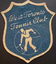 Load image into Gallery viewer, 1930's West Toronto Tennis Club Vintage Players Patch Old Crest Canada