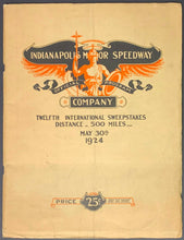 Load image into Gallery viewer, 1924 Indy 500 Racing Program Indianapolis Motor Speedway Corum & Boyer Win