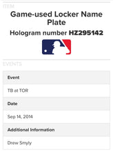 Load image into Gallery viewer, Drew Smyly Tampa Bay Rays #33 Game-Used Cardstock Locker Name Plate MLB Holo