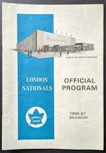 Load image into Gallery viewer, 1967 Vintage London Nationals vs St. Catharines Black Hawks Hockey Program