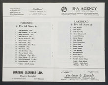 Load image into Gallery viewer, 1966 Fort William Minor Hockey League Program Lakehead Pro All Stars v Toronto