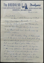 Load image into Gallery viewer, 1956 Vintage MLB Brooklyn Dodgers Letter Spring Training Dodgertown Letterhead