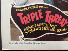 Load image into Gallery viewer, 1948 Triple Threat Movie Lobby Card Featuring Football Greats Vintage Original