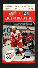 Load image into Gallery viewer, 2001 Detroit Red Wings Vs Nashville NHL Hockey Ticket