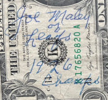 Load image into Gallery viewer, Joe Maley International League Baseball Player Autographed Signed US $1 Bill