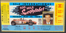 Load image into Gallery viewer, 1969 Indy 500 Ticket + Starting Positions Scoresheet Indianapolis Mario Andretti