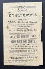 Load image into Gallery viewer, 1906 Mardi Gras Carnival Program Mobile Alabama Historical Publication