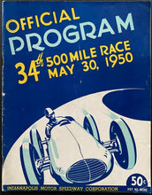 Load image into Gallery viewer, 1950 Vintage Indy 500 Auto Racing Program, Ticket + Starting Grid Position Guide