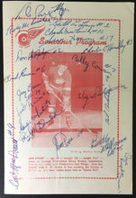 Load image into Gallery viewer, 1967 NHL Oldtimers Hockey Program Autographed Junior Red Wings Team x22
